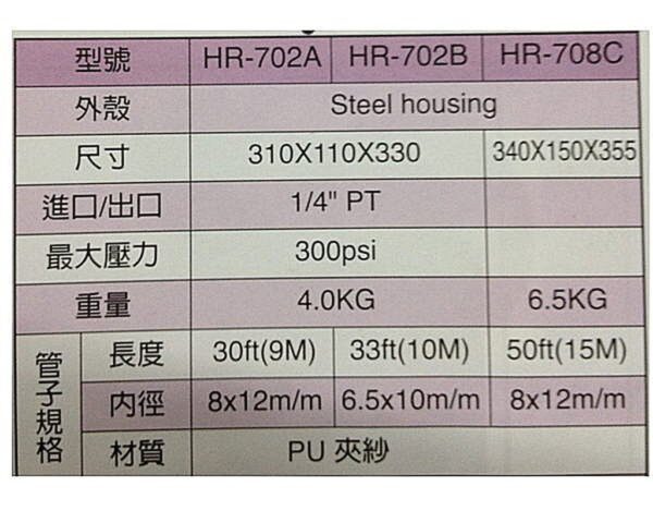 黑手專賣店 附發票 台灣製SUNNY PU夾紗風管 9米自動收線膠管輪座 自動收線風管 自動收納風管 HR-702A