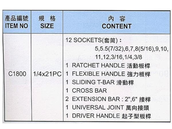 黑手專賣店 附發票 台灣製 黑手牌 1/4" 2分21件 公制 套筒組 套筒板手組 套筒扳手組