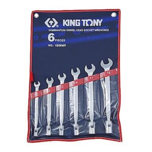 黑手專賣店  附發票 藍帶工具 KING TONY 6件式套筒式梅開扳手 套筒板手 開口+搖頭板手 1B06MR