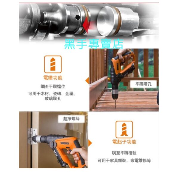 黑手專賣店 附發票 原廠保固 德國威克士 WORX WX382 12V鋰電電錘鑽 免出力四溝鎚鑽 免出力4溝槌鑽 電鎚鑽