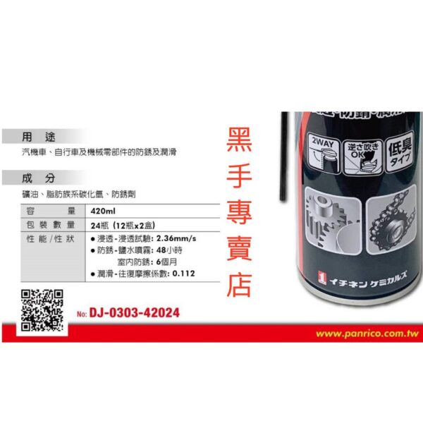 黑手專賣店 附發票 雙噴頭設計.可倒噴 日本原裝 潤滑303 防銹潤滑浸透劑 滲透 防鏽潤滑劑 潤滑油