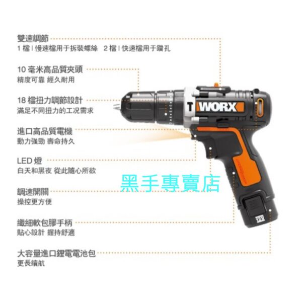 黑手專賣店 附發票 原廠保固 威克士 WORX WX129 12V鋰電衝擊電鑽起子機 電動起子機 鋰電電鑽 震動起子機