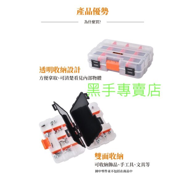 黑手專賣店 附發票TACTIX TX-0042 雙面透明收納盒 輕巧好攜帶 零件收納盒 透明零件盒 透明工具盒 工具箱