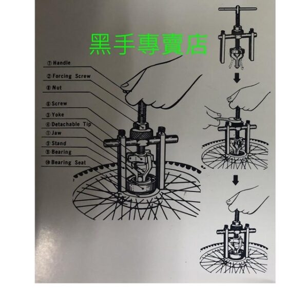 附發票 BP-1238 13~38mm三爪式內孔拔輪器 內培林拆卸器 內孔軸承拔取器 中空式培林拔輪器 內培林拔卸器