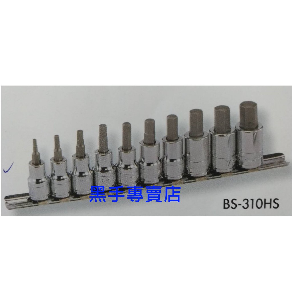 黑手專賣店 附發票 GENIUS BS-310HS 3/8吋 英制六角凸頭10件組 3分六角凸頭套筒組 三分凸六角套筒組