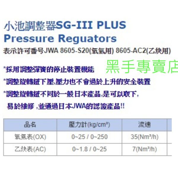 黑手專賣店 附發票 日本小池品牌 氧氣錶 乙炔錶 氧氣調整器 氧氣表 乙炔調整器 乙炔表