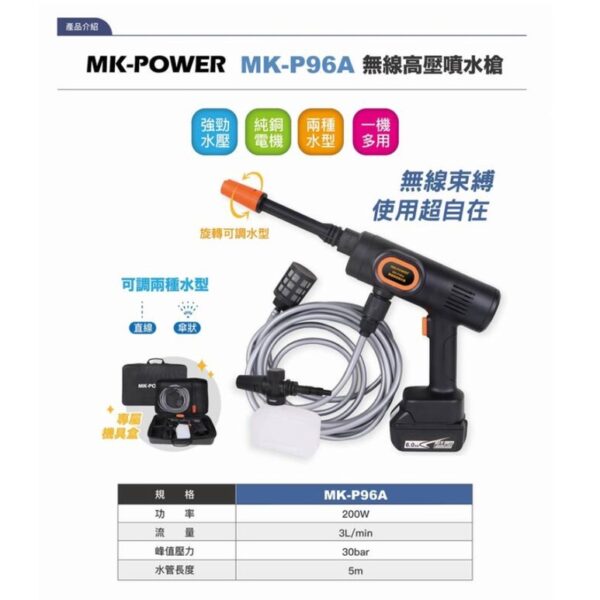 日昌五金 附發票 通用牧田18V電池 MK-POWER MK-P96A 小小鋼砲 噴水槍 高壓清洗機 自吸式 高壓洗車機