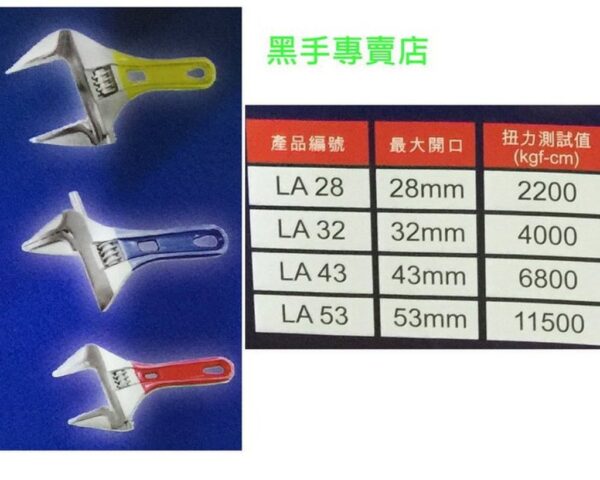 黑手專賣店 附發票 尺寸齊全台灣製 大開口板手 S2材質 ARCA 水電專用極短超大開口8吋活動板手 大開口板手