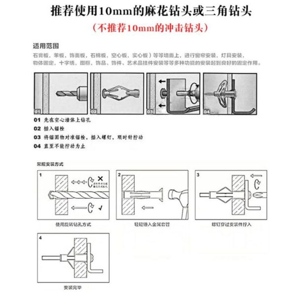 黑手專賣店 附發票 50入 蝴蝶型 膨脹螺絲 膨脹釘 自攻螺絲膠塞 適用 石膏板 面板 牆面 安裝窗簾 燈具等