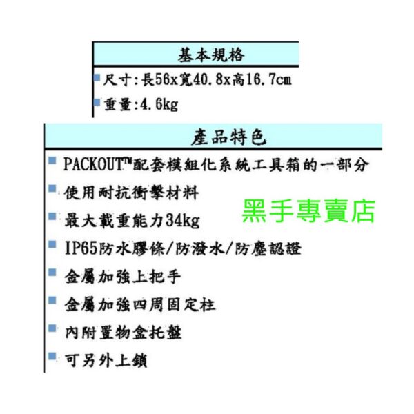 黑手專賣店 附發票 MILWAUKEE 米沃奇 美沃奇 48-22-8424 配套工具箱(中) 工具收納箱 工具箱