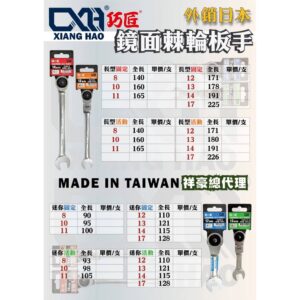 日昌五金 附發票 巧匠 台灣製造 外銷日本 鏡面棘輪板手 棘輪板手 梅開板手 棘輪梅開 貝印 同品質