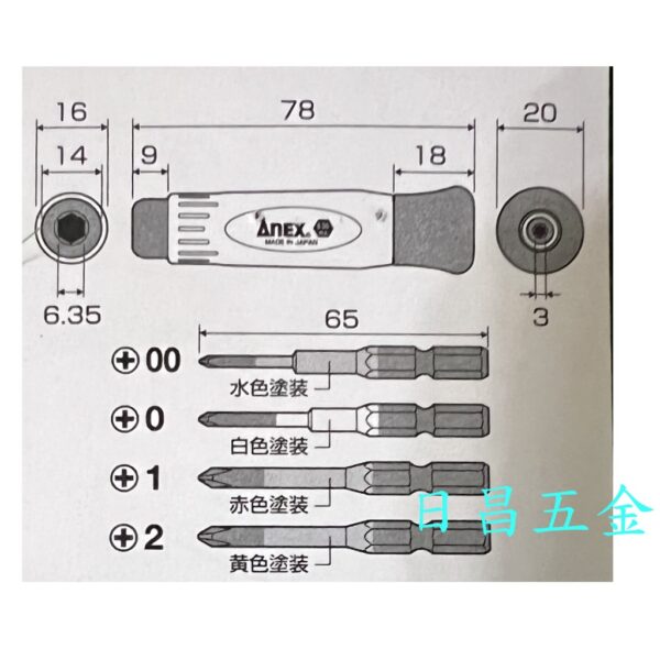 日昌五金 附發票 日本 ANEX 安耐適 3614 精密替換式起子組 精密替換起子組 精密起子組 精密螺絲起子組