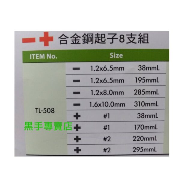 黑手專賣店 附發票 GENIUS TL-508 合金鋼起子8支組 一字起子組 十字起子組 綜合起子組