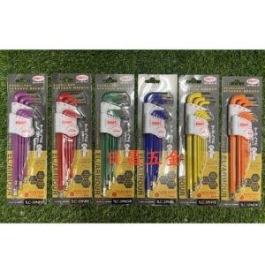 日昌五金 附發票 日本 EIGHT TLC-S9N 高硬度新鍍金 六色可選 9支組彩色內六角板手組 球頭六角板手組