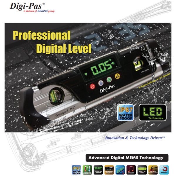 日昌五金含稅 全新公司貨 Digi-Pas 防水型LED數位水平尺 DWL-280PRO IP67防水 LED顯示