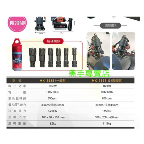 黑手專賣店 附發票 MK-POWER 專業型 圓管型臥式磁性鑽孔機 磁性穴鑽 磁性鑽孔機 洗孔機 磁性鑽孔機 打孔機