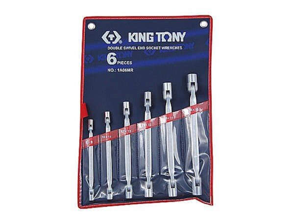 = 黑手專賣店 = 附發票 原廠藍帶工具 KING TONY 6支組 雙搖頭套筒板手 套筒式板手 1A06MR