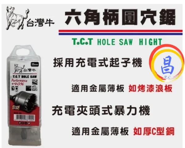 日昌五金 附發票 台灣牛 耐用鎢鋼款式 六角柄圓穴鋸 6角柄圓穴鋸 六角柄圓孔穴鋸 金屬薄板取孔器：圖片 6