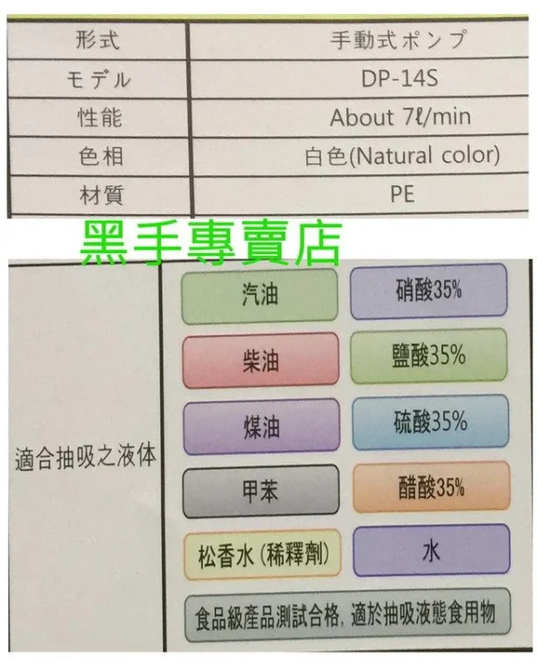 黑手專賣店 附發票DUKSHIN DP-14S 食品級抽油器 耐酸鹼抽油器 食品抽油器 DP14S 手動抽油器 食品油抽：圖片 2