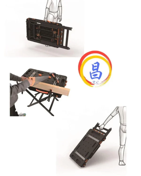 日昌五金 附發票TACTIX TX-6160 多功能攜帶型附輪工作桌 耐重350Kg F夾工作桌 工作台 木工台 木工桌：圖片 3