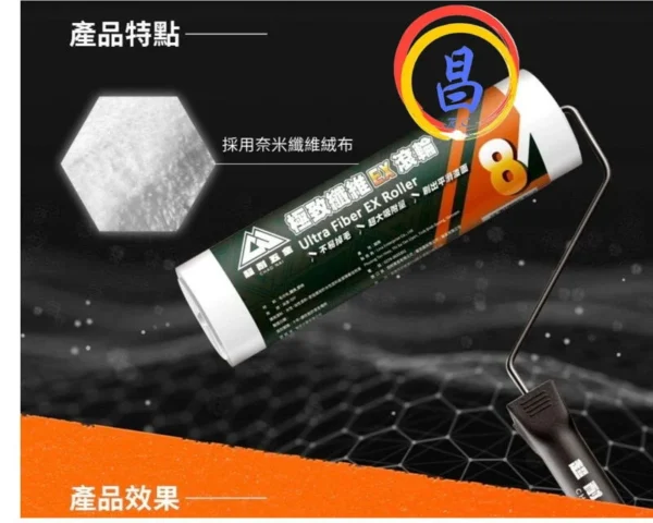 日昌五金 附發票 超耐五金 極致纖維EX滾輪刷 好清洗 DIY油漆滾筒 油漆滾輪刷 油漆刷 室內塗刷首選 油漆滾刷：圖片 3