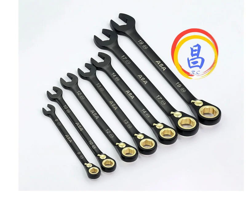 日昌五金 附發票 台灣製 ASA 雙向棘輪彎頭板手 公英制共用專利防滑牙棘輪板手 公英制雙用板手 雙向棘輪板手:圖片 3