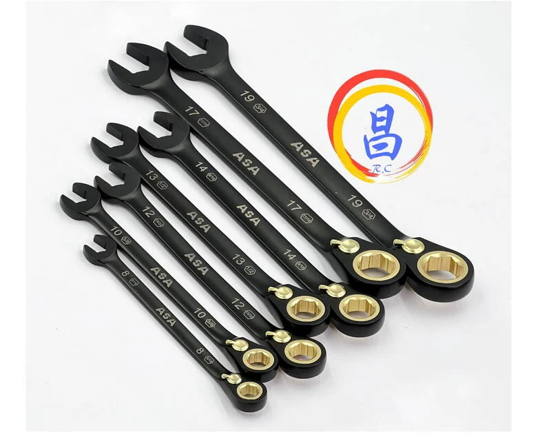 日昌五金 附發票 台灣製 ASA 雙向棘輪彎頭板手 公英制共用專利防滑牙棘輪板手 公英制雙用板手 雙向棘輪板手:圖片 4