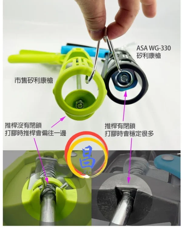 日昌五金 附發票 台灣製 ASA WG-330 尼龍碳纖維輕量矽利康槍 12倍槓桿超省力 342g重超輕量化：圖片 5