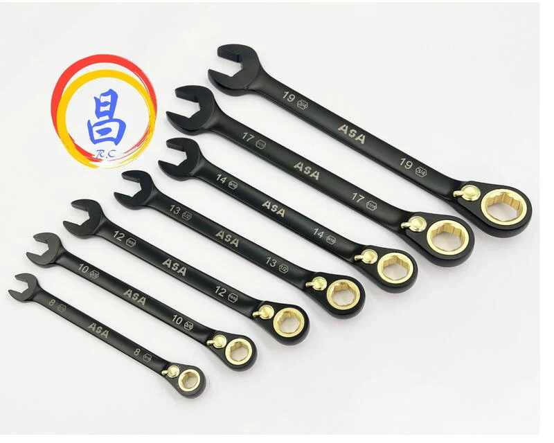 日昌五金 附發票 台灣製 ASA 雙向棘輪彎頭板手 公英制共用專利防滑牙棘輪板手 公英制雙用板手 雙向棘輪板手:圖片 6