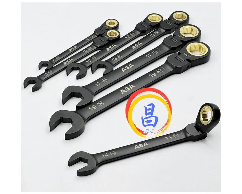 日昌五金 附發票 台灣製 ASA 單向黑鉻可搖頭公英制棘輪板手 12面120齒專利防滑牙棘輪板手 棘輪梅開板手:圖片 6