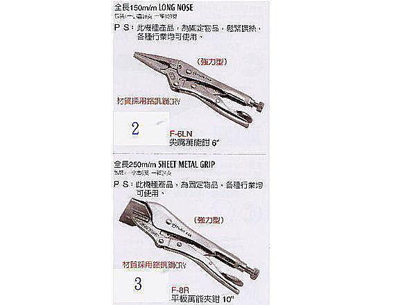 黑手專賣店 附發票 台製外銷日本 FUJIYA 富具亞 強力型萬用鉗 尖嘴萬能鉗 萬能夾鉗 電焊夾鉗:圖片 2