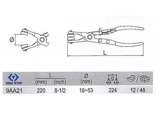 黑手專賣店 附發票 藍帶工具 KING TONY 彎型喉式管束鉗 9AA21:圖片 3
