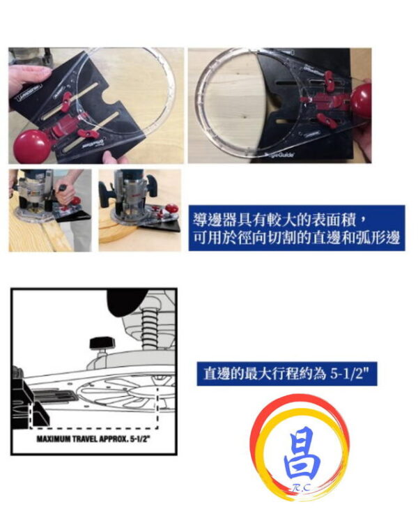 日昌五金 附發票 Milescraft 型號1274 三合一修邊機輔助底座 圓型 直線 洗溝 修邊機輔助座：圖片 3