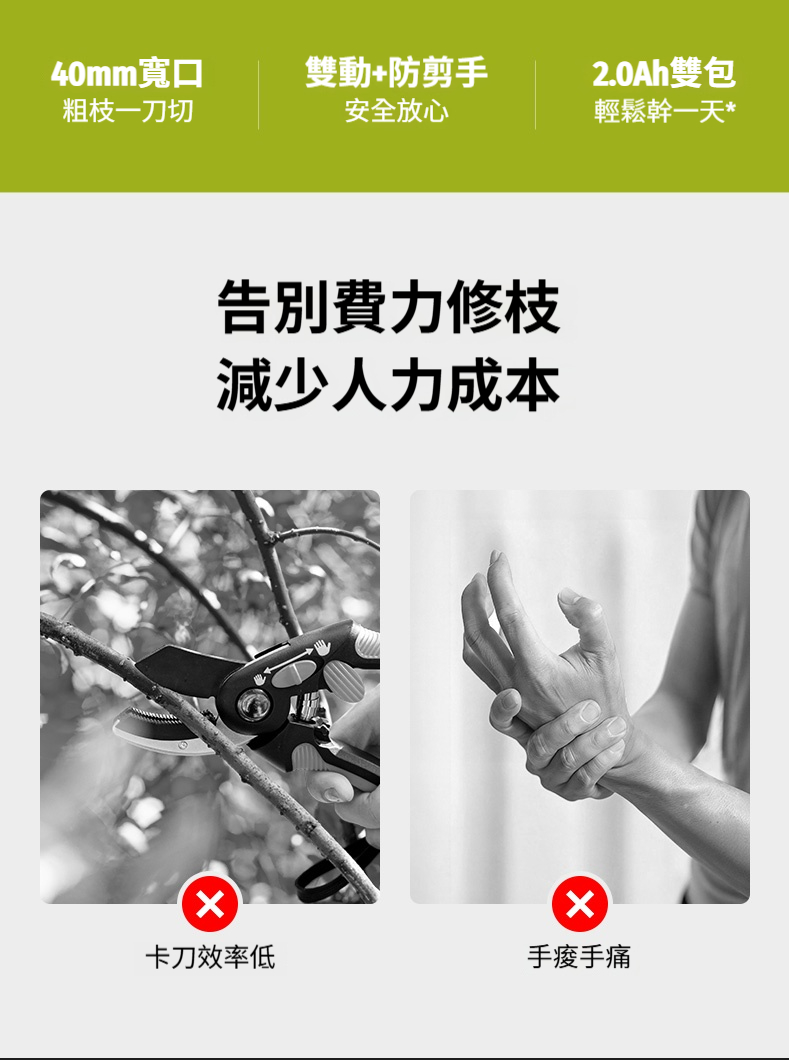 含稅 WORX 威克士 WU571 鋰電修枝剪 20V 電動剪刀 電動剪 修枝剪 樹枝剪 園藝剪刀:圖片 4