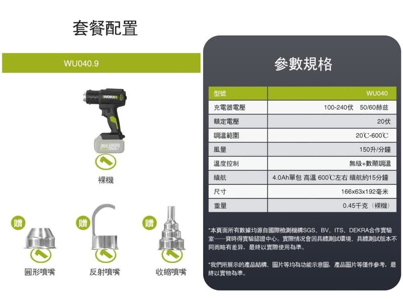含稅 威克士 WU040 鋰電熱風槍 20V 無線 智能溫度記憶功能 水電工程 弱電工程 木工貼皮 貼膜:圖片 8
