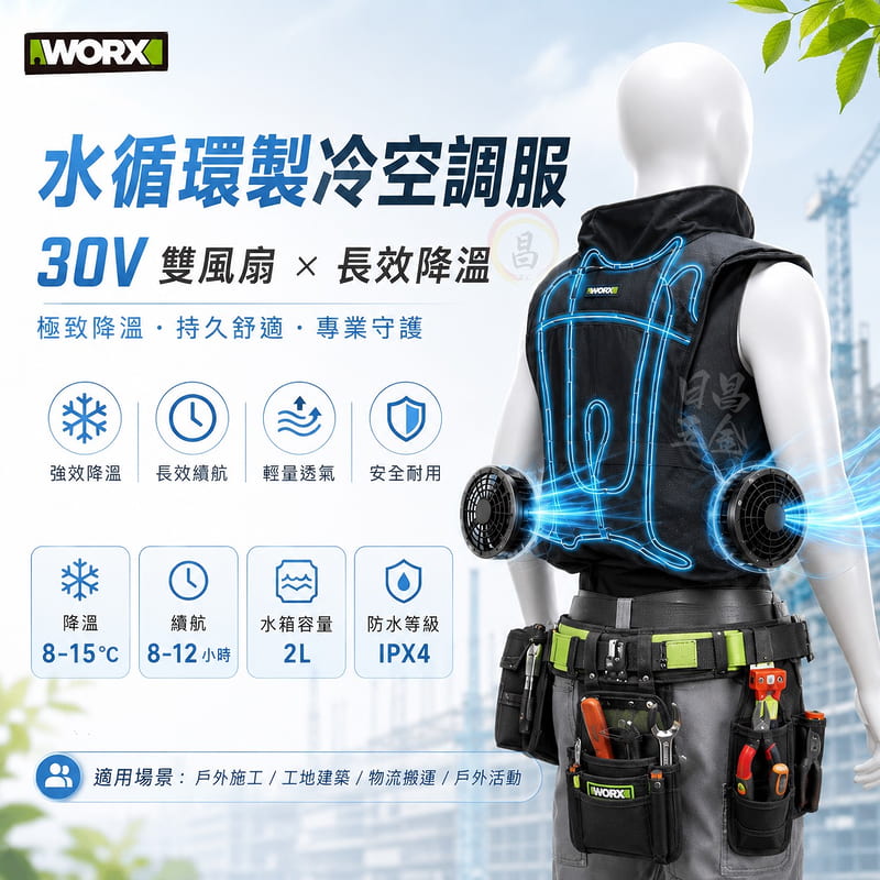 含稅 WORX 威克士 30V 暴風水冷服 TWHT-WKS-30 水冷 + 風扇 空冷服 空調服 水冷服 空調背心