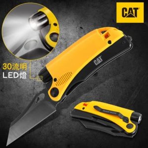 日昌五金 含稅 Cat 專業工具 4合1 多功能折疊刀 LED手電筒 車窗擊破器 野外求生刀 折疊小刀 工具鉗