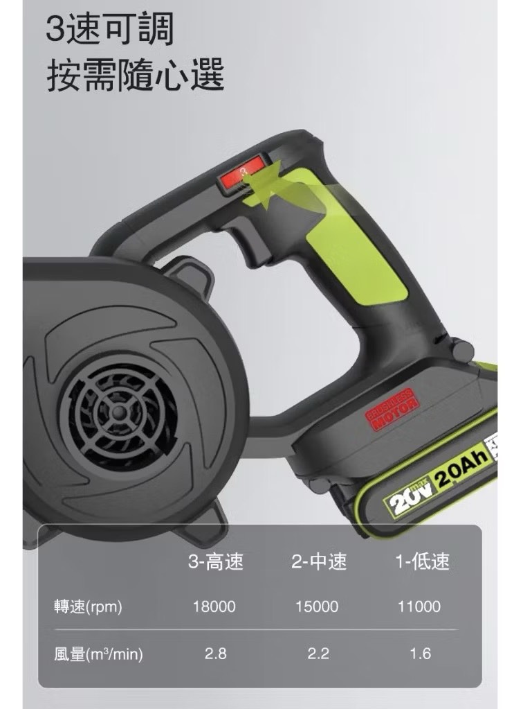 含稅 威克士 WU230S 無刷吹風機 WU230升級無刷 鼓風機 吹塵 3檔可調速 無碳刷馬達:圖片 4