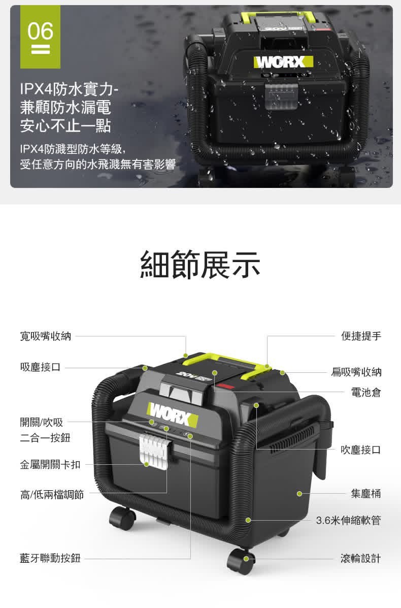 含稅 威克士 WU037 乾濕兩用吸塵器 工地 裝修 居家 工業用 兩用吸塵器 WU036升級:圖片 6